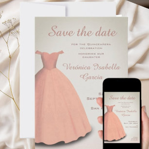 Quinceañera pink dress 15th Save The Date Card