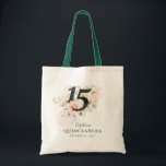 Quinceanera Pink Floral Rustic Blush 15th Birthday Tote Bag<br><div class="desc">Cute modern yet elegant Quinceañera Mis Quince Anos birthday party matching tote bags featuring a rustic floral greenery and pink rose foliage. The template can be easily edited and the text replaced with your own details by clicking the "Personalize" button. For further customization, please click the "Customize Further" link and...</div>