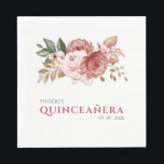 Quinceanera Pink Floral Rustic Botanical Napkin<br><div class="desc">Set of pink roses rustic floral paper napkins you can easily customize by clicking the "Personalize" button. Perfect for your after treats on any occasion</div>