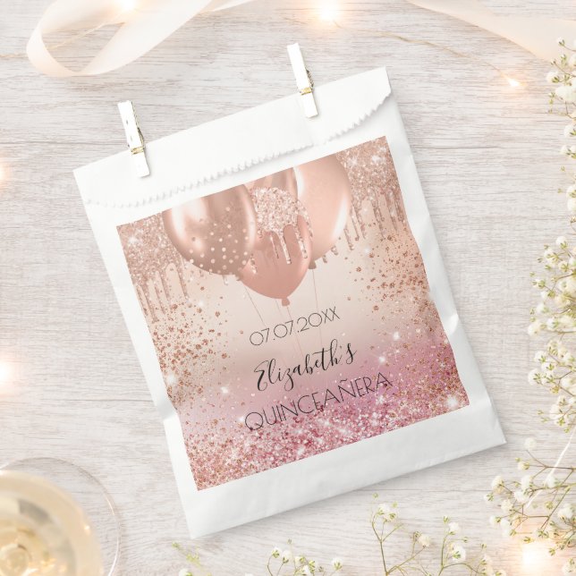 Quinceanera pink rose gold balloons favour bag (Clipped)