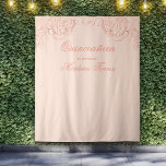 Quinceanera Pink Rose Gold Photo Booth Backdrop Tapestry<br><div class="desc">Elegant pink and rose gold photo booth backdrop. Designed for your pink and rose gold themed Quinceanera, this large wall hanging can actually be used for any occasion, as all the wording can be customized. The template is set up ready for you to personalize the design with your occasion and...</div>