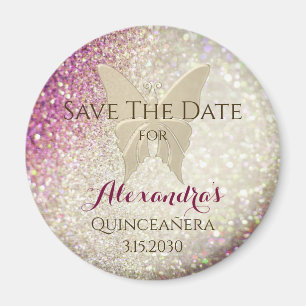 Quinceanera Pink Save The Date Magnet