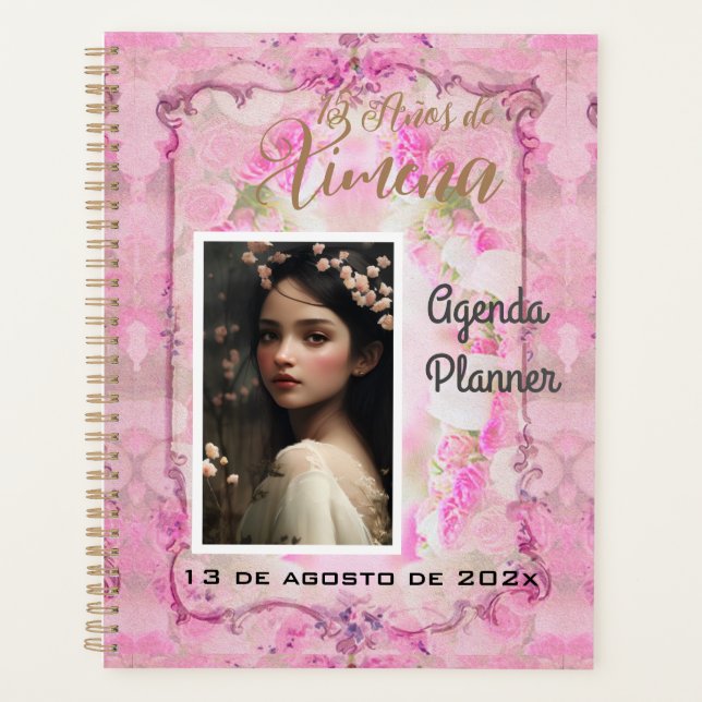 Quinceanera Planificateur/Agenda /Journal en Rosa  (Devant)
