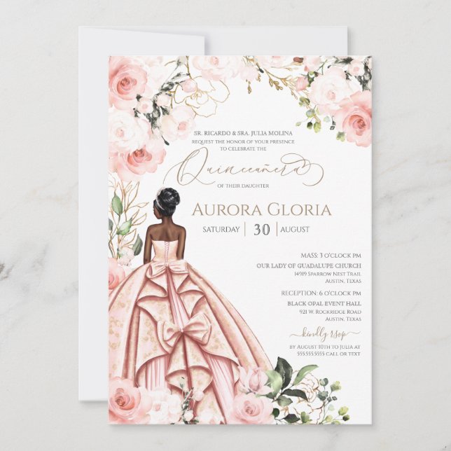 Quinceanera Pretty in Pink Beautiful Blush 15 Bday Invitation (Front)