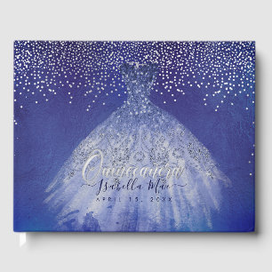 Quinceanera Princess Glitter Gown, Blue Guest Book