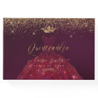 Quinceanera Princess Glitter Gown, Burgundy+Gold