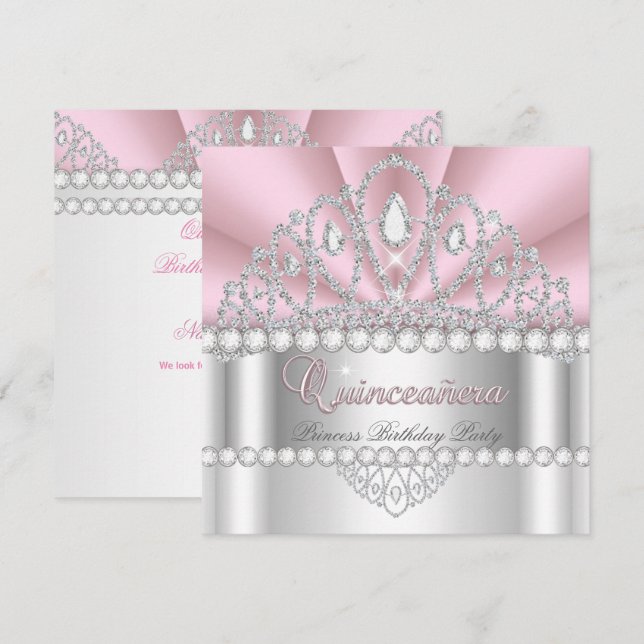 Quinceanera Princess Tiara Birthday Party Invitation (Front/Back)
