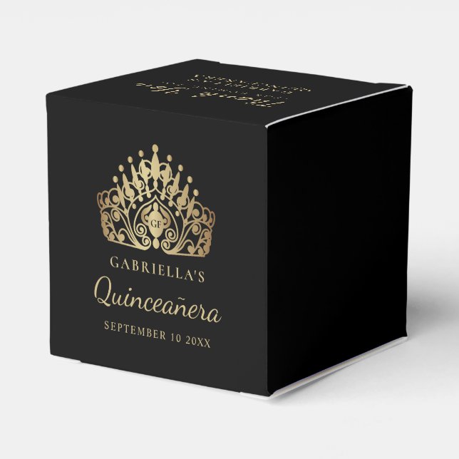 Quinceañera Princess Tiara Crown Thank You Favor Box (Back Side)