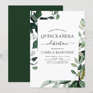 Quinceanera Printemps Botanique Vert Invitation