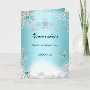 Quinceanera Program Teal Aqua Cobalt Blue