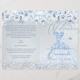 Quinceanera Programme Baby Blue Floral Parties sci