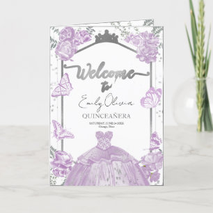 Quinceanera Programs Lavender Dress Floral Silver