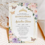 Quinceañera Purple Lilac Blush Floral Butterflies Invitation<br><div class="desc">Personalize this lovely quinceañera invitation with own wording easily and quickly,  simply press the customize it button to further re-arrange and format the style and placement of the text.  Matching items available in store!  (c) The Happy Cat Studio</div>