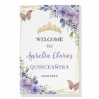 Quinceañera Purple Lilac Floral Papillons Or