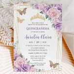 Quinceañera Purple Lilac Pink Floral Butterflies Invitation<br><div class="desc">Personalize this lovely quinceañera invitation with own wording easily and quickly,  simply press the customize it button to further re-arrange and format the style and placement of the text.  Matching items available in store!  (c) The Happy Cat Studio</div>