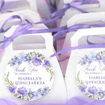 Quinceanera Purple Peri Floral Thank You Classic Round Sticker<br><div class="desc">Quinceanera thank you stickers for favour labels, thank you card envelopes etc. Perfect for your purple quinceanera, although these are template stickers if you wish to customize for a different occasion. Girly floral design with flowers in shades of purple lilac lavender blue and elegant handwritten script. Please browse my Purple...</div>