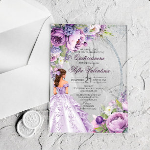 Quinceanera Purple Silver Acrylic Invitation