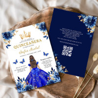 Quinceanera QR Code Royal Blue Butterfly Princess