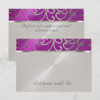 Quinceanera Raspberry and Silver Filigree Swirls