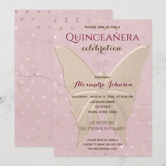 Quinceanera Rose Gold 15th Birthday Invitation