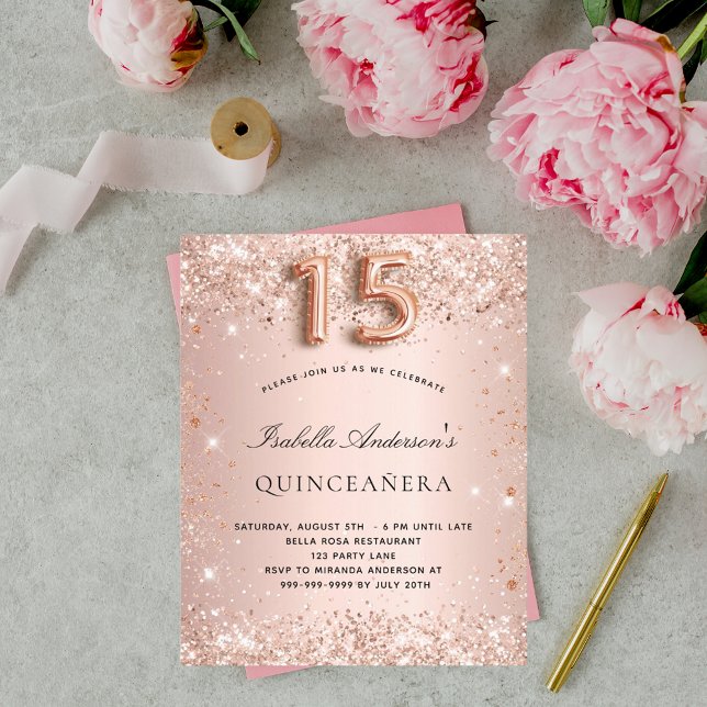 Quinceanera rose gold blush invitation (Creator Uploaded)