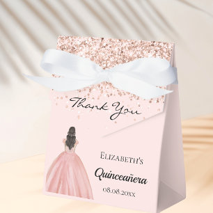 Quinceanera rose gold princess dress favor box