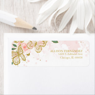 Quinceanera rose poudré papillon floral