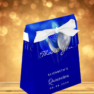 Quinceanera royal blue balloons thank you favor box