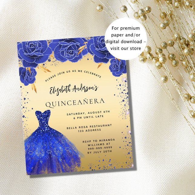Quinceanera royal blue dress invitation (Creator Uploaded)