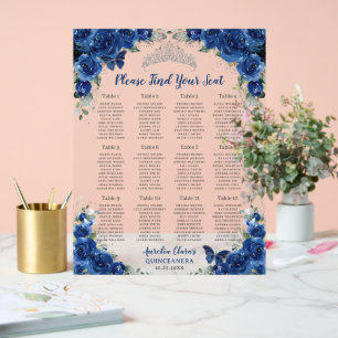 Quinceañera Royal Blue Floral Argent de siège grap