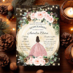 Quinceanera Rustic Blush Floral Enchanted Forest Invitation<br><div class="desc">Personalize this rustic whimsical enchanted forest quinceañera invitation with own wording easily and quickly,  simply press the customize it button to further re-arrange and format the style and placement of the text.  Matching items available in store!  (c) The Happy Cat Studio</div>