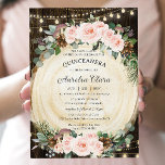 Quinceañera Rustic Blush Floral Enchanted Forest Invitation<br><div class="desc">Personalize this whimsical enchanted forest quinceañera invitation with own wording easily and quickly,  simply press the customize it button to further re-arrange and format the style and placement of the text.  Matching items available in store!  (c) The Happy Cat Studio</div>