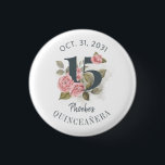 Quinceanera Rustic Floral 15th Birthday<br><div class="desc">Cute modern yet elegant Quinceañera Mis Quince Anos birthday party buttons that would look good in the photos. Featuring a rustic floral olive green and pink colors design and template that can be easily edited and the text replaced with your own details by clicking the "Personalize" button. For further customization,...</div>