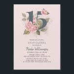 Quinceanera Rustic Floral 15th Birthday Magnetic Invitation<br><div class="desc">Cute modern yet elegant Quinceañera Mis Quince Anos birthday party invitations. Rustic floral olive green and pink colours design and template that can be easily edited and the text replaced with your own details by clicking the "Personalize" button. For further customization, please click the "Customize Further" link and use our...</div>