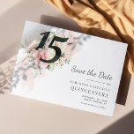 Quinceanera Rustic Floral 15th Birthday Save The Date<br><div class="desc">Cute modern yet elegant Quinceañera birthday party Save the Date announcement. Rustic floral pink flowers design. The template that can be easily edited and the text replaced with your own details by clicking the "Personalize" button. For further customization, please click the "Customize Further" link and use our design tool to...</div>