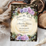 Quinceañera Rustic Purple Floral Enchanted Forest Save The Date<br><div class="desc">Personalize this whimsical enchanted forest quinceañera birthday save the date card with your own wording easily and quickly,  simply press the customize it button to further re-arrange and format the style and placement of the text.  Matching items available in store!  (c) The Happy Cat Studio</div>