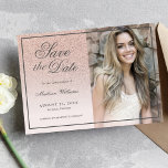 Quinceañera Save The Date Rose Gold Glitter Photo<br><div class="desc">Quinceañera 15th Birthday Invitation Save The Date script Rose Gold Glitter Ombre blush pink photo card. This card can also be used for Sweet 16,  graduation or birthday.</div>