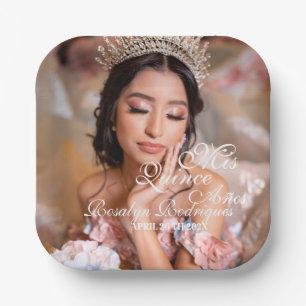 Quinceanera script photo 15th Birthday Paper Plate
