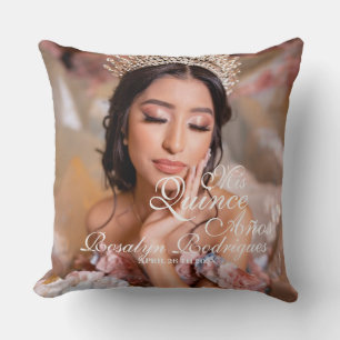 Quinceanera  script photo  15th Birthday Throw Pillow