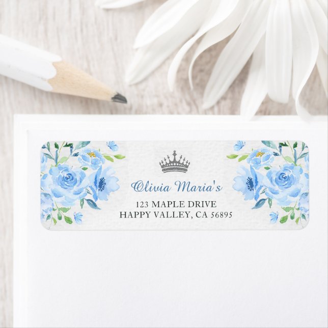 Quinceanera Silver Blue Floral Gown (Insitu)