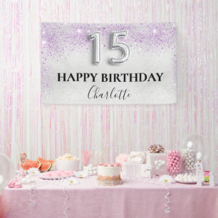 Quinceanera silver lavender banner