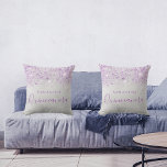 Quinceanera silver metal purple drops monogram nam throw pillow<br><div class="desc">A pillow for a Quinceañera,  15th years old girls room. A faux silver metallic looking background with purple faux glitter drops,  spots. The text: Quinceañera is written in purple with a large modern hand lettered style script. Personalize and add a name.</div>