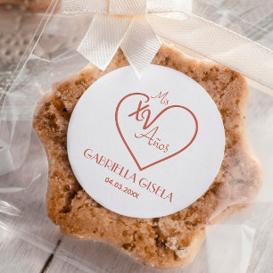 Quinceañera Spanish Modern Heart Fancy Calligraphy Rubber Stamp