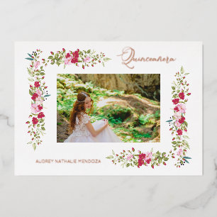 Quinceañera Spanish Whimsical Typography Flowers
