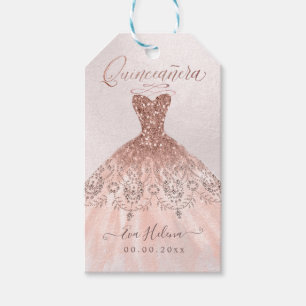 Quinceañera , Sparkle Gown, Faux Rose Gold Gift Tags