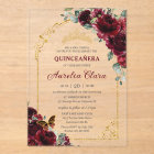 Quinceañera Sweet 16 Burgundy Floral Gold Arch