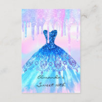 Quinceanera Sweet 16th Blue Pink Holographic Dress