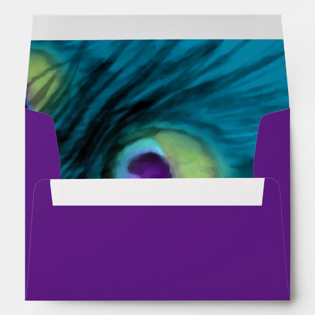 Quinceanera Teal and Purple Peacock Envelope (Back (Bottom))
