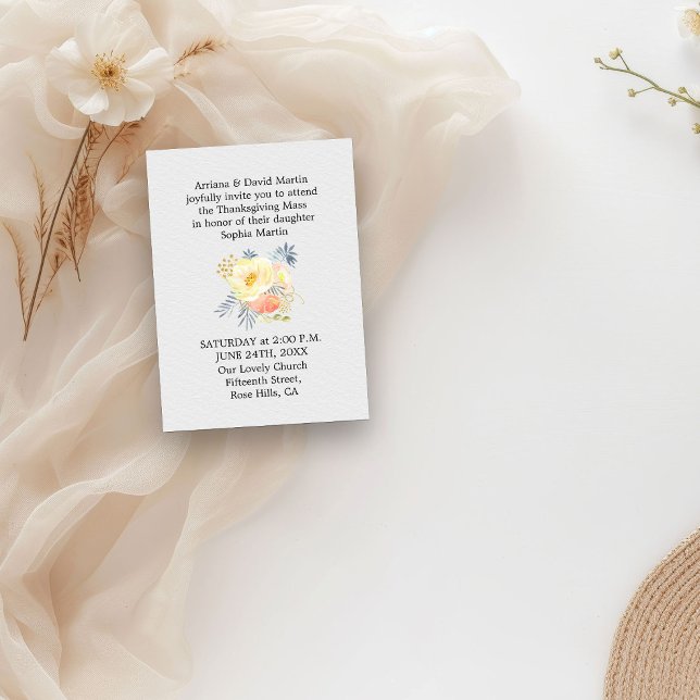 Quinceanera Thanksgiving Mass Blush Floral Enclosure Card (Quinceanera Mass Insert Card from my Blush Pink Number 15 Quinceanera collection
)