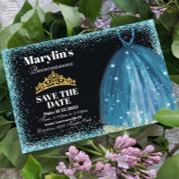 Quinceañera Turquoise Glitter Ballgown Birthday